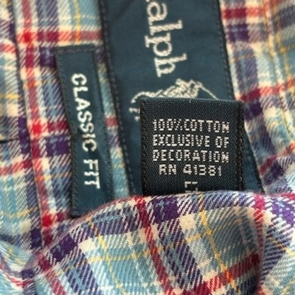 Ralph Lauren Men's Size Medium Plaid‎ Classic Fit Flannel Button Down Shirt